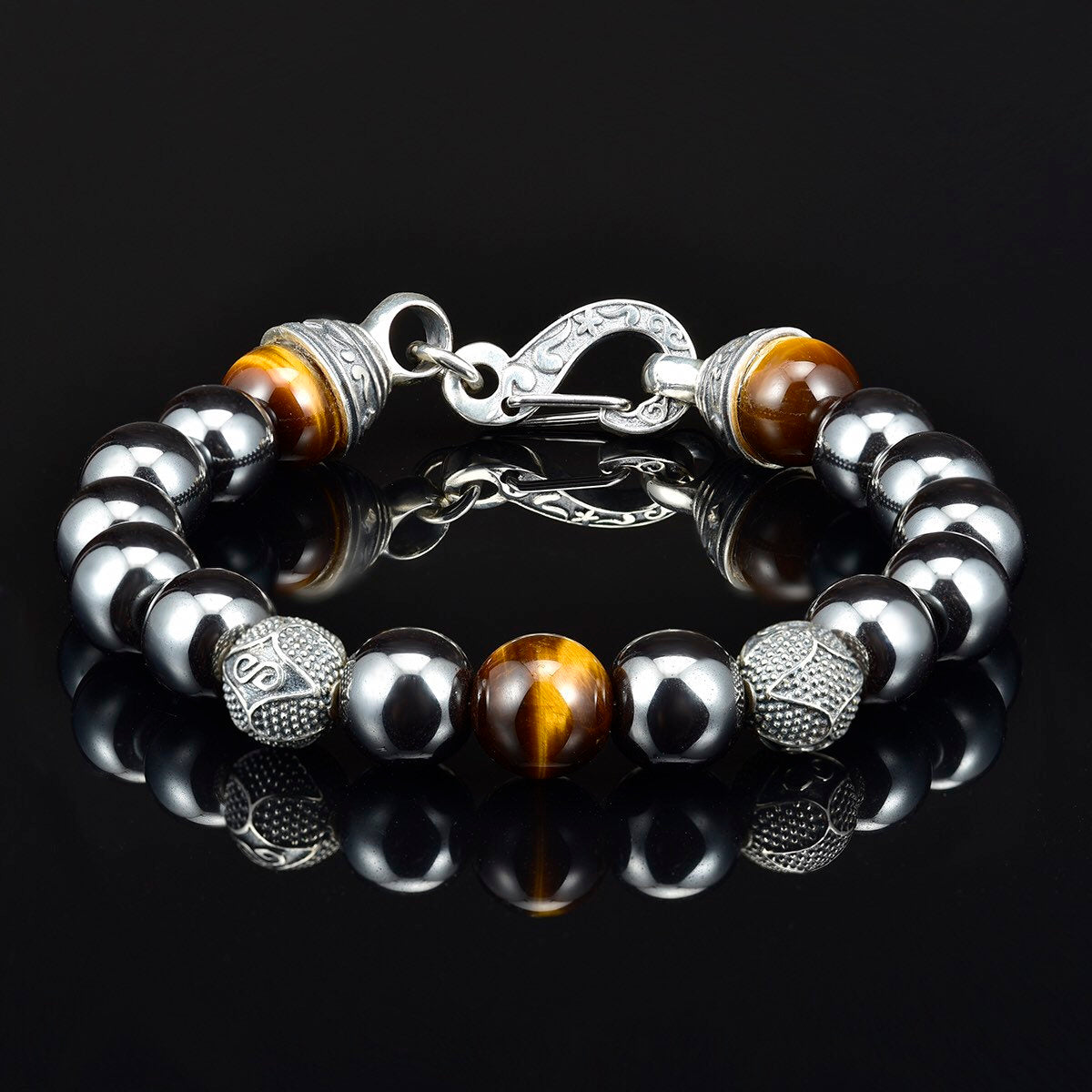 Men's HEMATITE Double Bead Bracelet - One Size Fits All