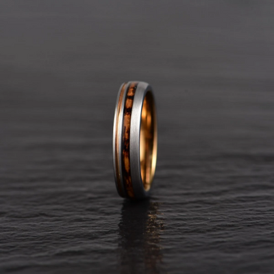 Whiskey Barrel Brushed Tungsten Women's Wedding Band 4MM - Rings By Pristine 
