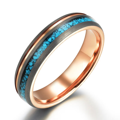 Turquoise Rose Tungsten Wedding Band 4MM